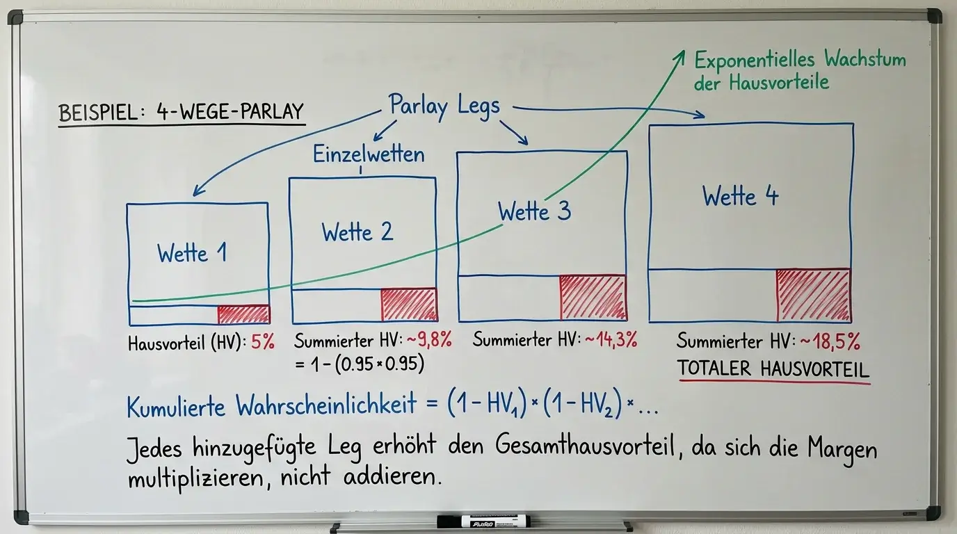Grafische Darstellung der Marge-Multiplikation bei Baseball-Kombiwetten mit steigender Leg-Anzahl