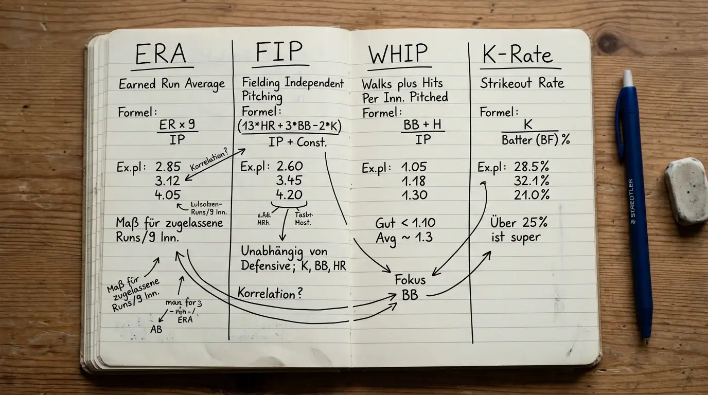 Kombinierter Analyseansatz ERA FIP WHIP K-Rate für Baseball-Wetter — vier Metriken zusammenführen