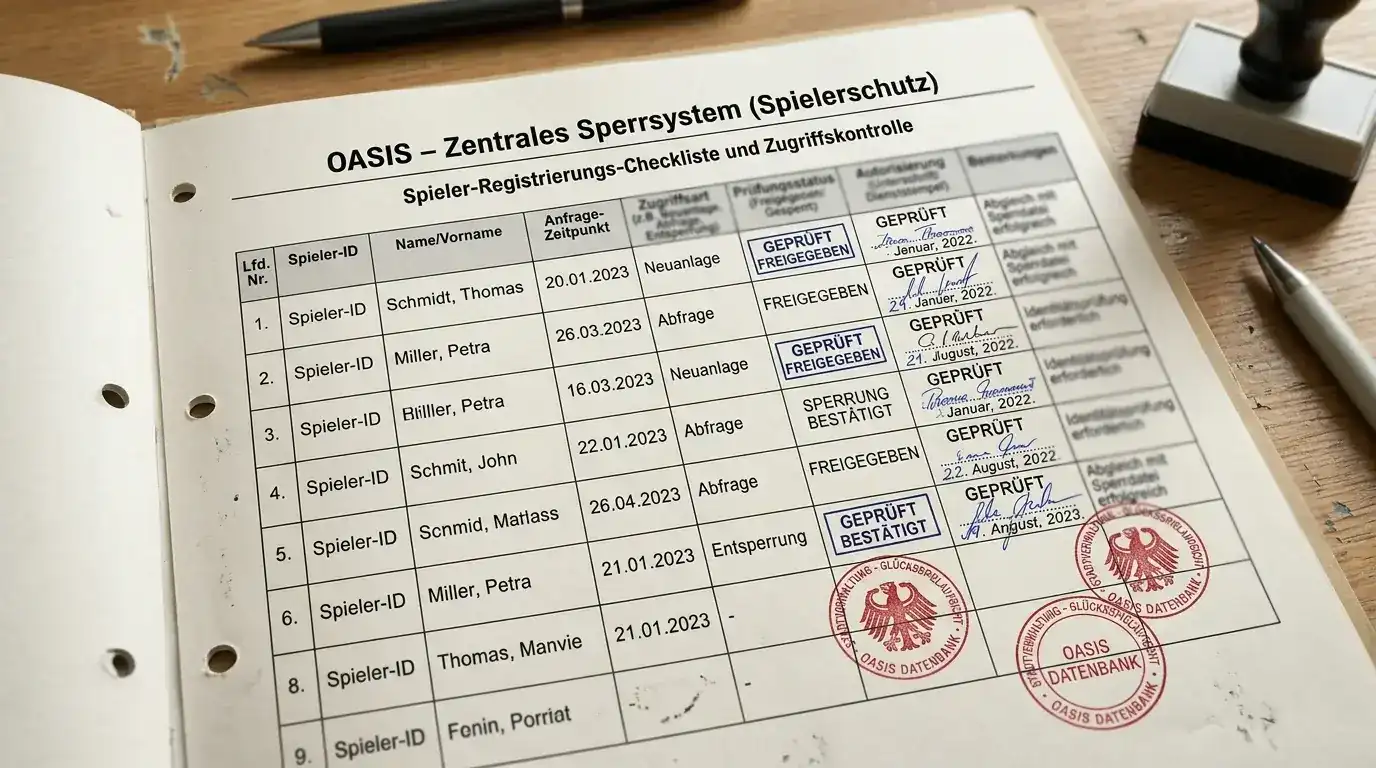 OASIS Sperrdatei für Baseball-Wetter in Deutschland – zentrale Spielersperre bei allen GGL-Anbietern