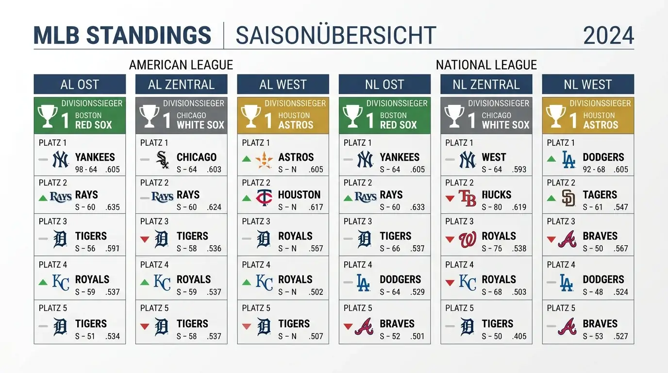 Divisionssieger-Wetten MLB 2026: sechs Divisions, Quotenentwicklung und Markttiefe bei deutschen GGL-Anbietern