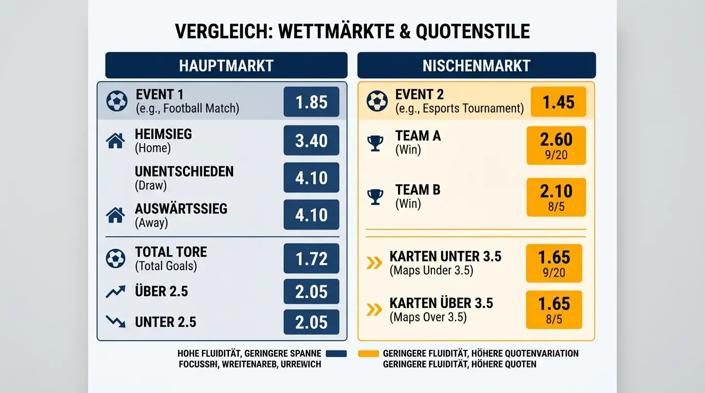 Quotenvergleich MLB Prop-Bet-Nischenmarkt versus Hauptmarkt zeigt Preisungsunterschiede bei wenig bespielten Wettmaerkten