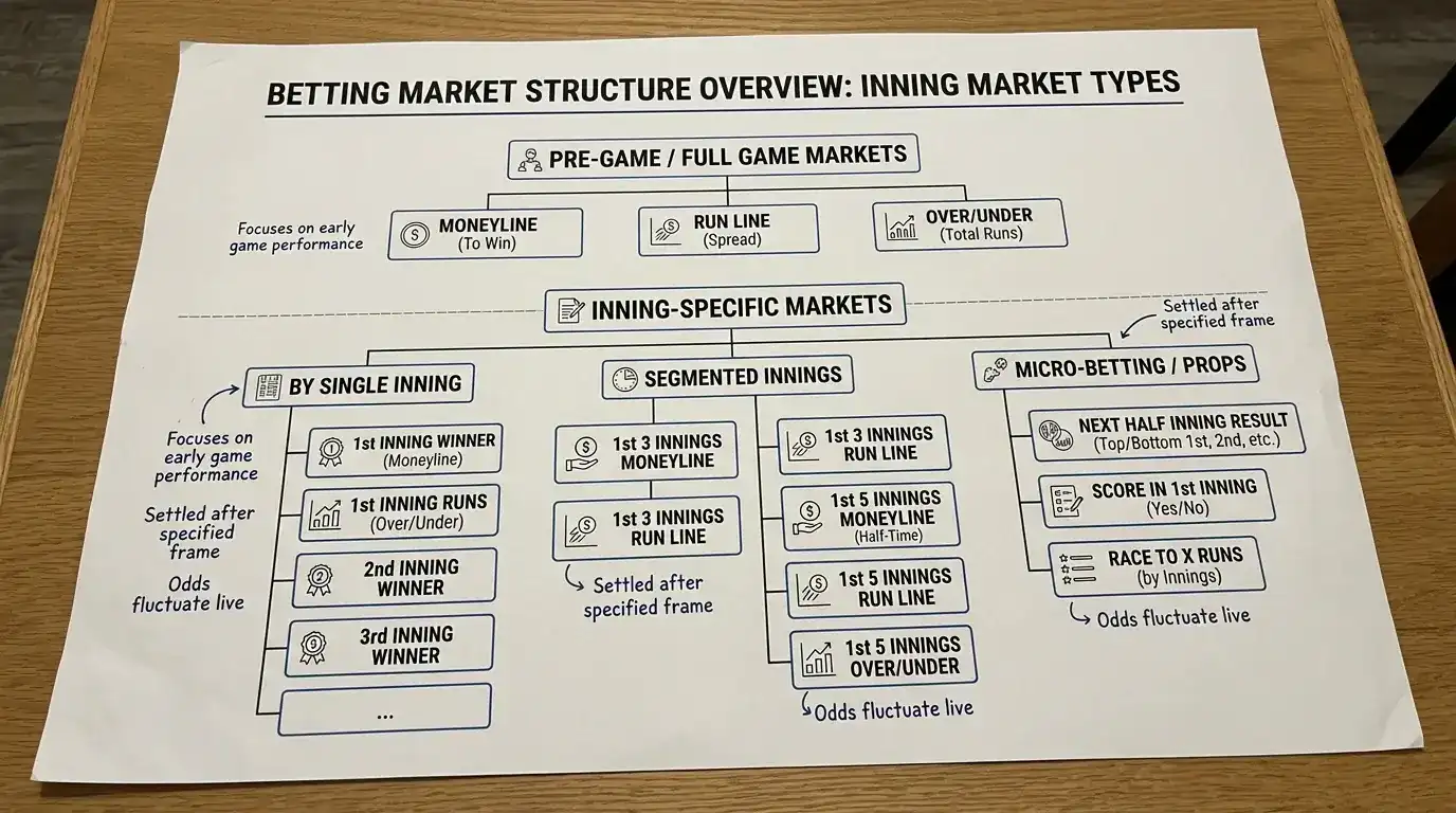 Übersicht der verfügbaren Next-Inning-Wettmärkte für MLB bei einem GGL-lizenzierten Anbieter