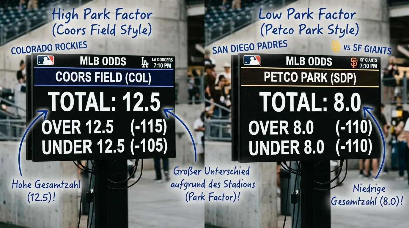 Park Factor Einfluss auf Over/Under-Linien bei MLB-Spielen — Wettmarktvorbereitung