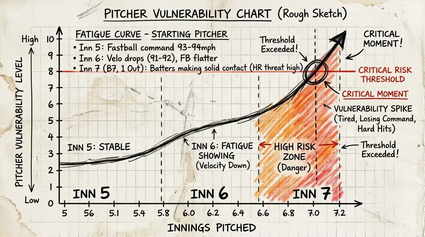 Inning-Anfälligkeitskurve eines Starting Pitchers ab dem 5. und 6. Inning beim TTOP-Effekt