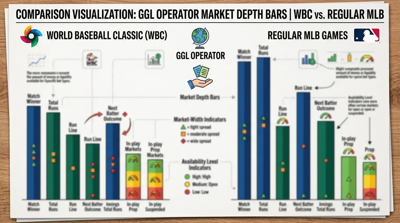GGL-Anbieter-Vergleich der Markttiefe beim World Baseball Classic versus regulären MLB-Spielen