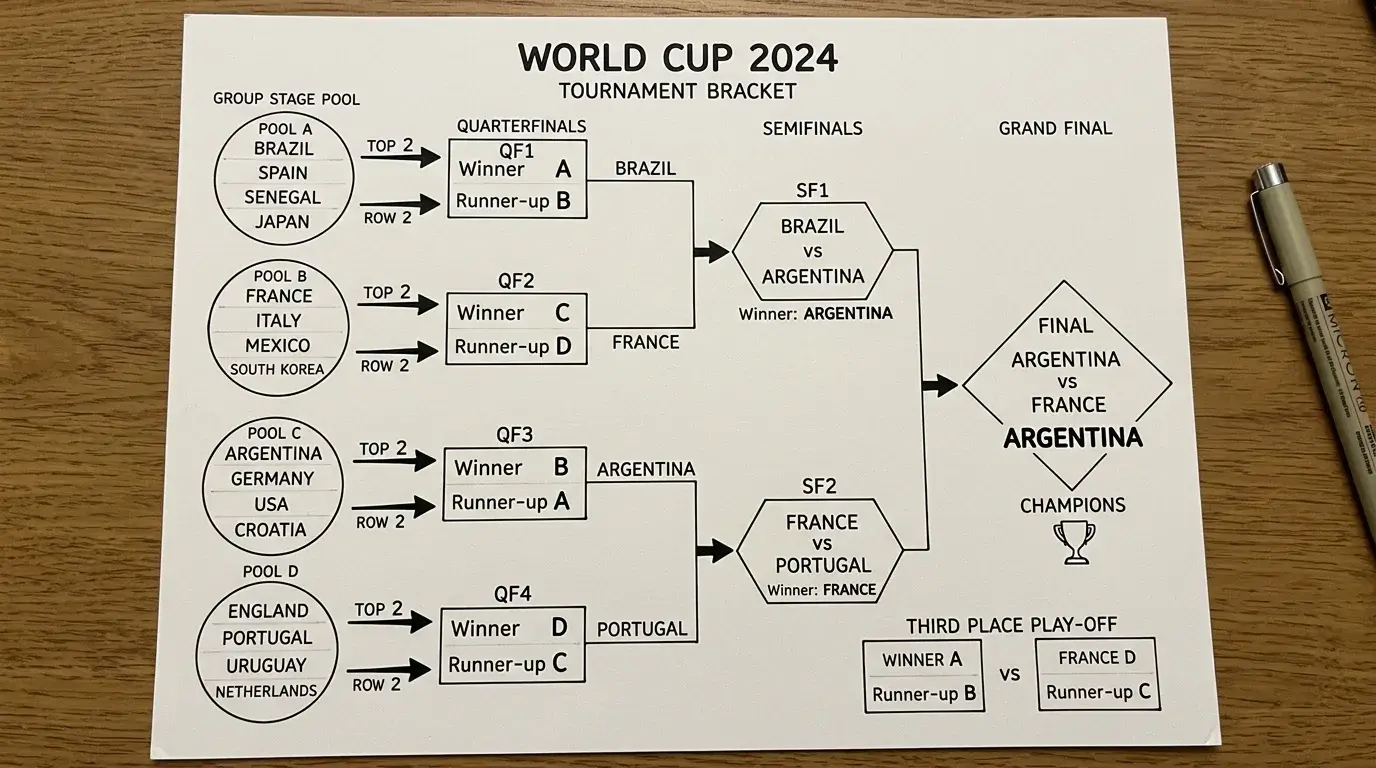 World Baseball Classic Turnierformat mit Gruppenphase und Finalrunden auf einer Übersichtsgrafik