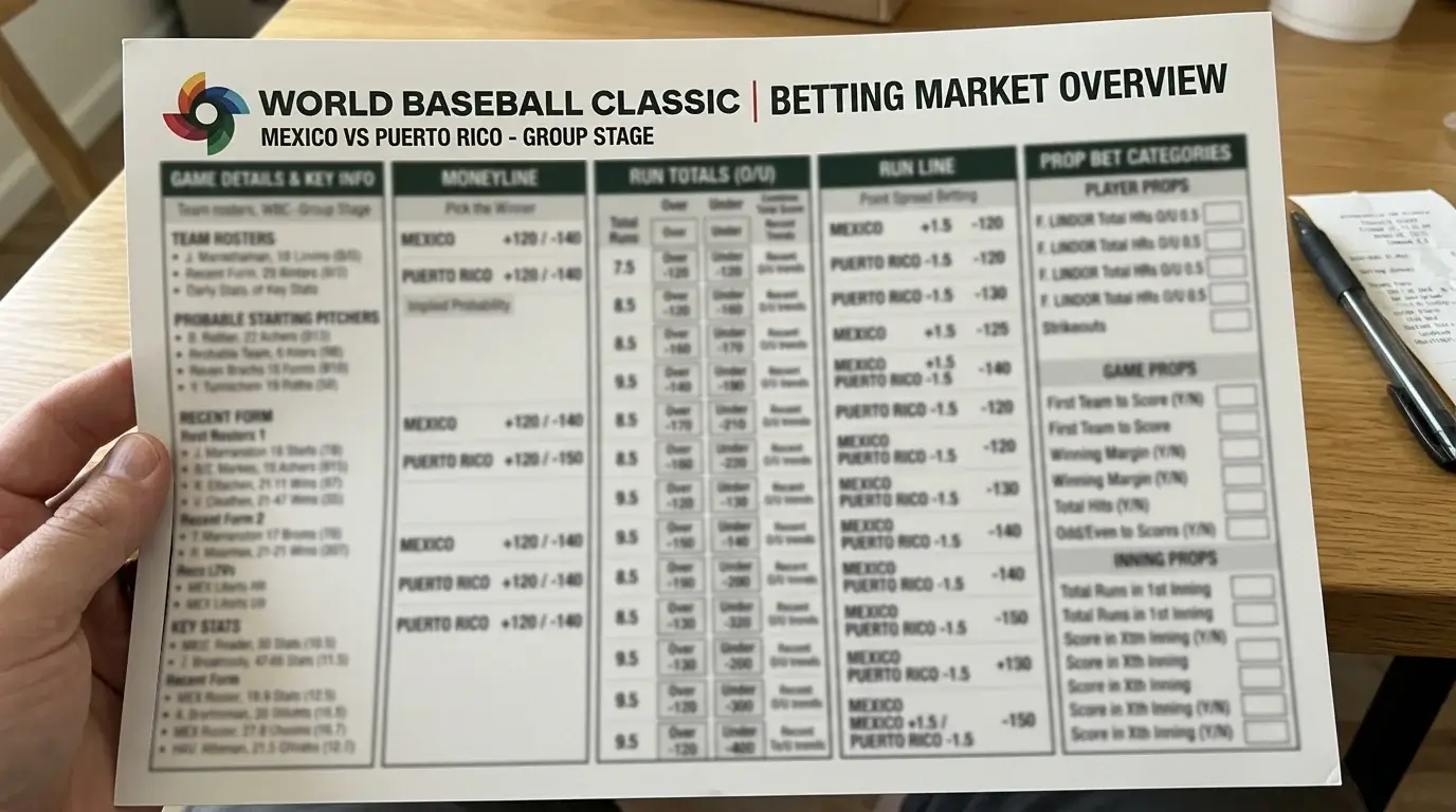 Übersicht der Wettmärkte beim World Baseball Classic bei GGL-lizenzierten Anbietern